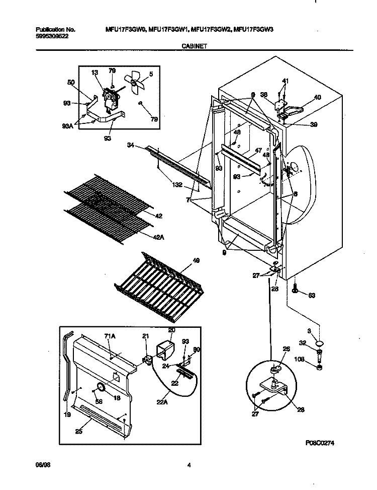CABINET Diagram and Parts List for MFU17F3GW1  Uni Freezer