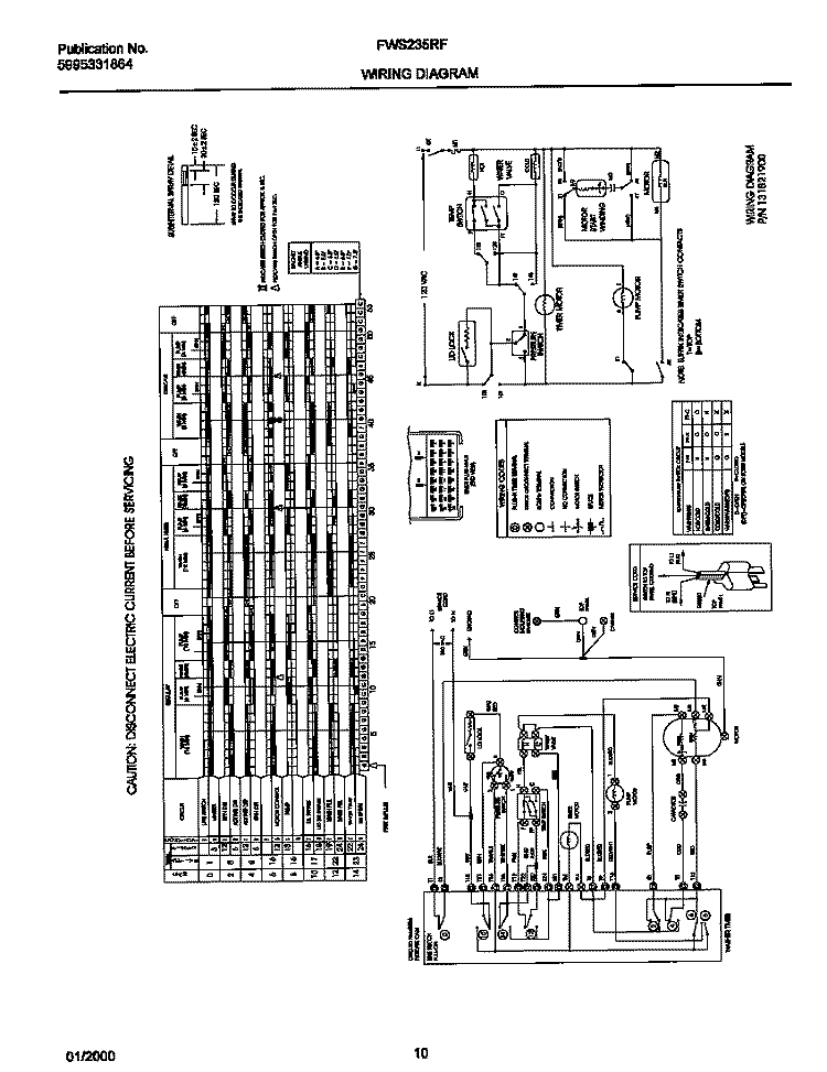131821600 WIRING DIAGRAM Diagram and Parts List for FWS235RFS5  Frigidaire Washer