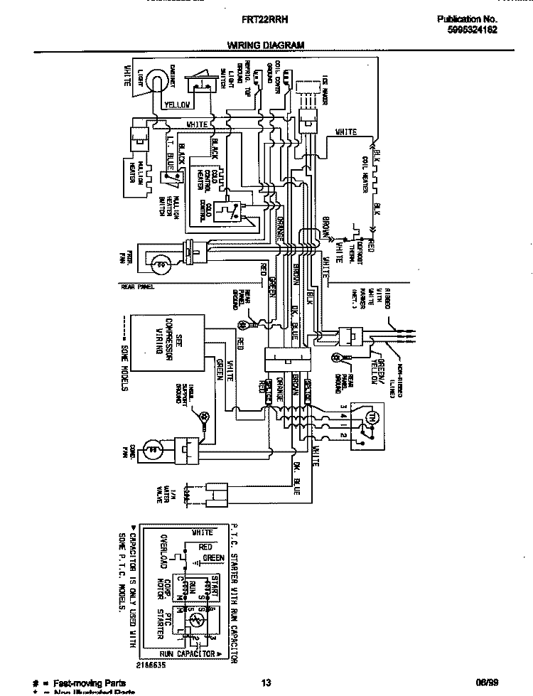 WIRING DIAGRAM Diagram and Parts List for FRT22RRHB1  Frigidaire Refrigerator
