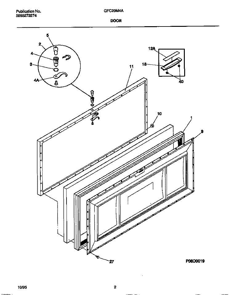 DOOR Diagram and Parts List for GFC20M4AW5  Gibson Freezer