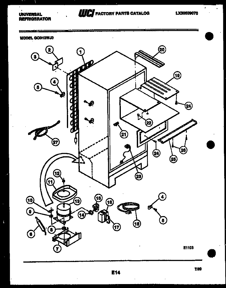 SYSTEM AND AUTOMATIC DEFROST PARTS Diagram and Parts List for GCD12HJ0  Frigidaire Refrigerator