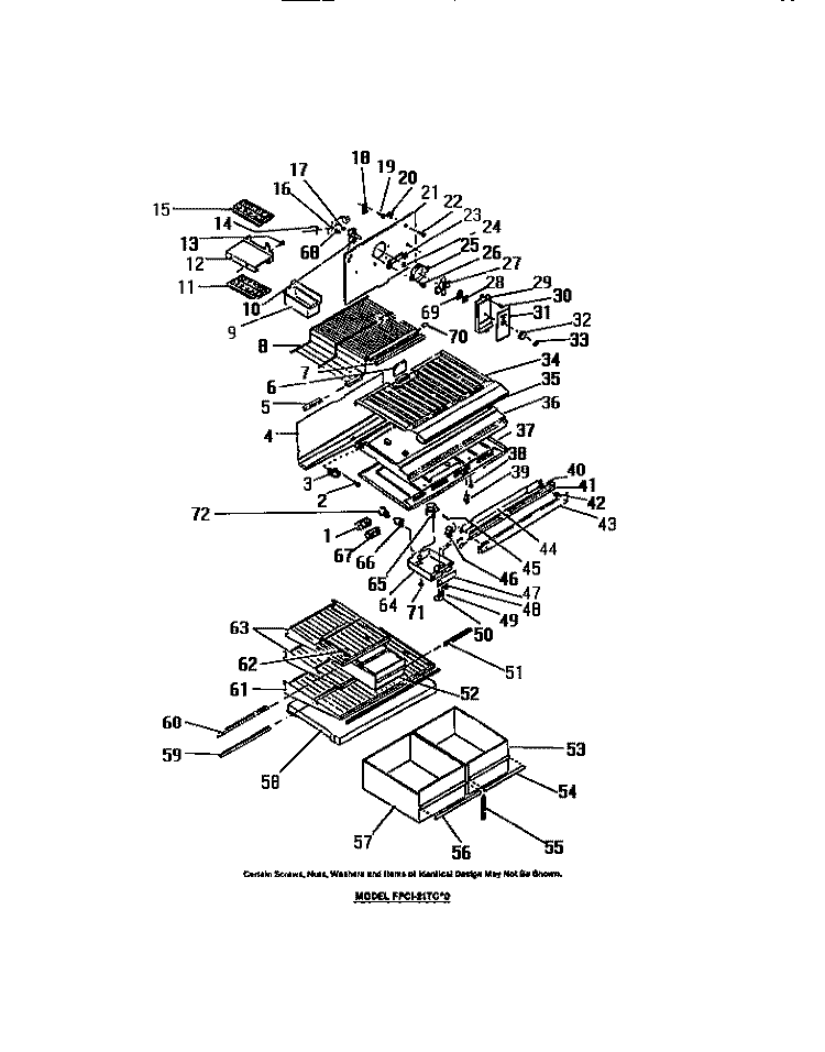 INTERIOR FOOD AND FREEZER COMPARTME Diagram and Parts List for FPCI21TCW0  Frigidaire Refrigerator