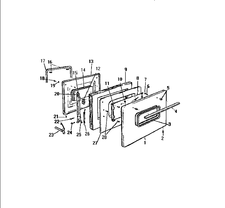 DOOR Diagram and Parts List for KF520GDW1  Frigidaire Range