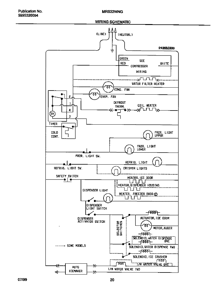 WIRING DIAGRAM Diagram and Parts List for MRS22WNGD3  Frigidaire Refrigerator
