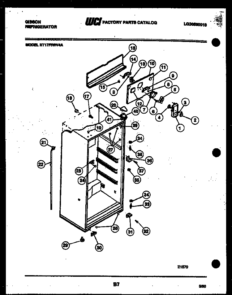 CABINET PARTS Diagram and Parts List for RT17F5WV4A  Gibson Refrigerator