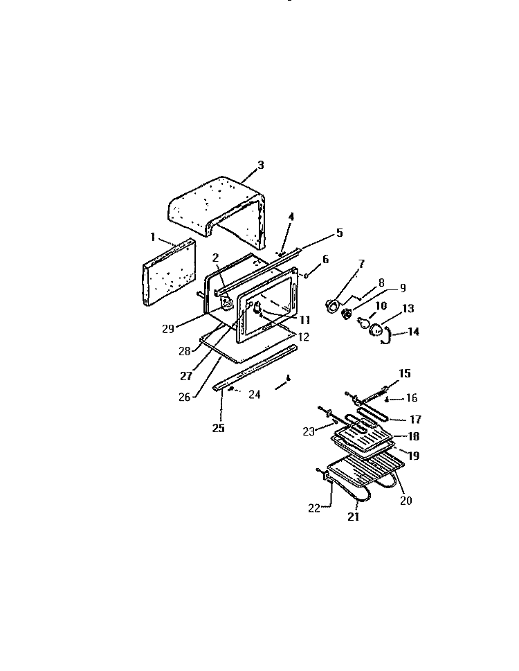 OVEN CAVITY Diagram and Parts List for REP309CF1  Kelvinator Range
