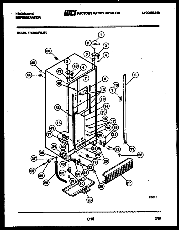 CABINET PARTS Diagram and Parts List for FPCIS22VLA0  Frigidaire Refrigerator