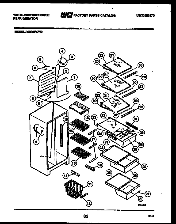 SHELVES AND SUPPORTS Diagram and Parts List for RS249MCD0  Frigidaire Refrigerator