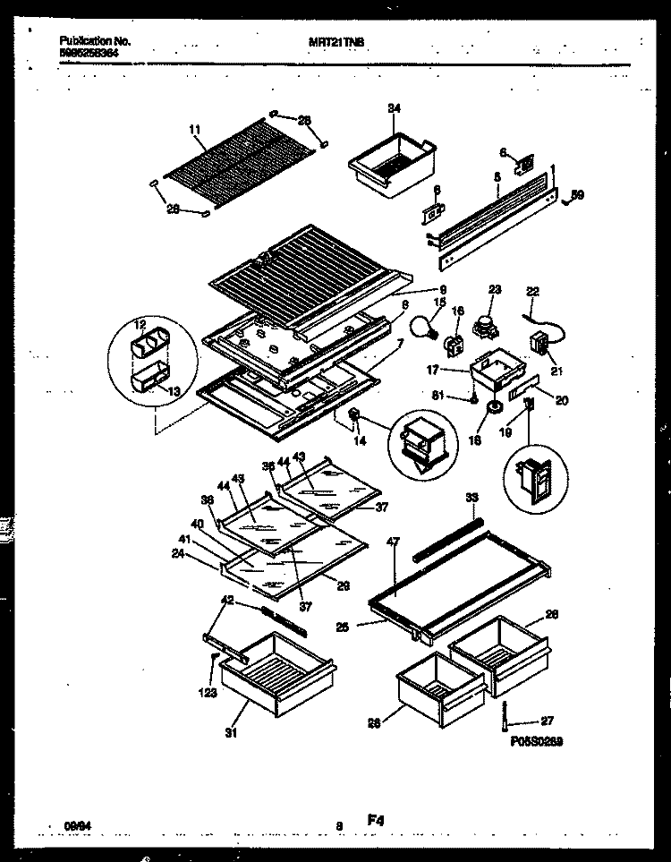 SHELVES AND SUPPORTS Diagram and Parts List for MRT21TNBZ1  Uni Refrigerator