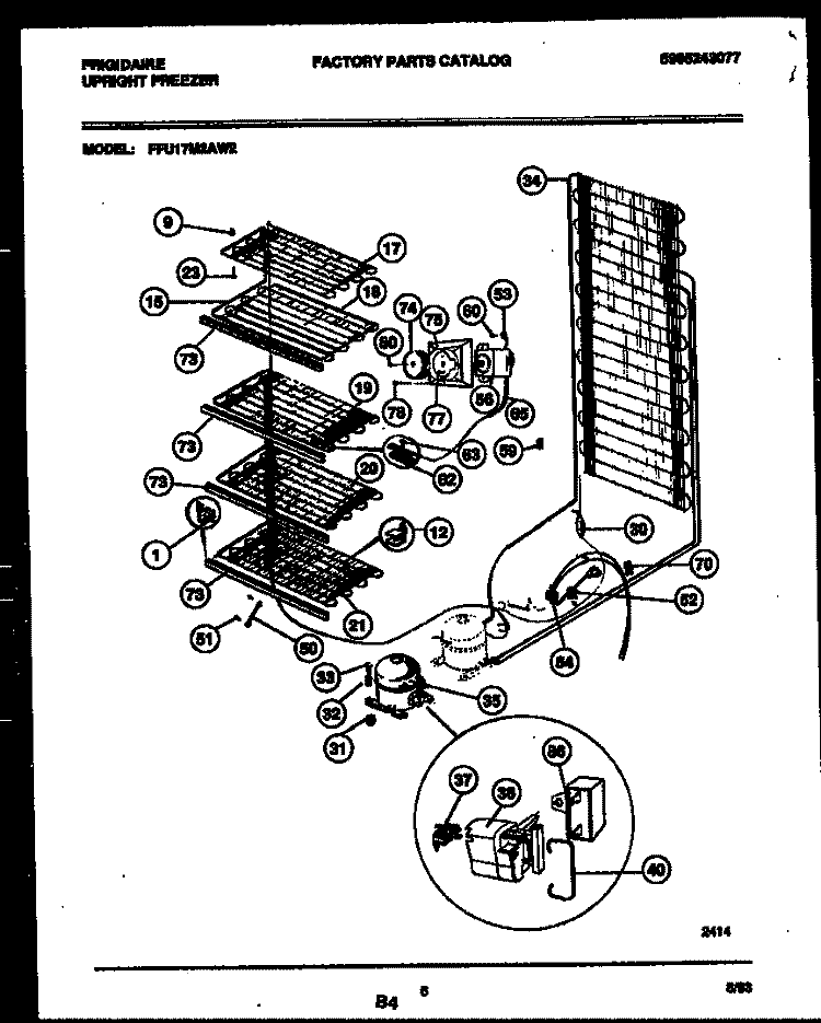 SYSTEM AND ELECTRICAL PARTS Diagram and Parts List for FFU17M2AW2  Frigidaire Freezer