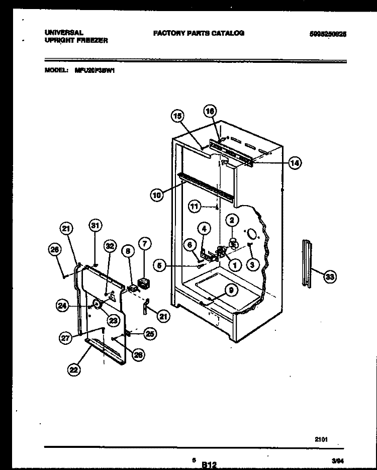 INTERIOR PARTS Diagram and Parts List for MFU20F3BW1  Frigidaire Freezer