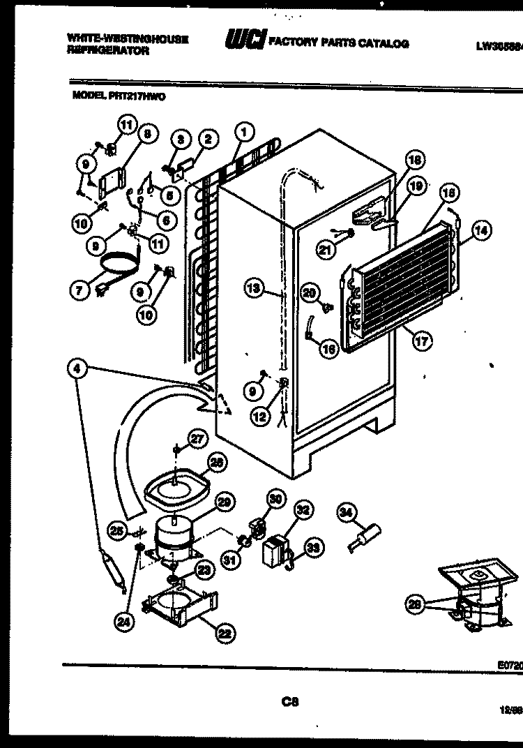 SYSTEM AND AUTOMATIC DEFROST PARTS Diagram and Parts List for PRT217HH0  Frigidaire Refrigerator
