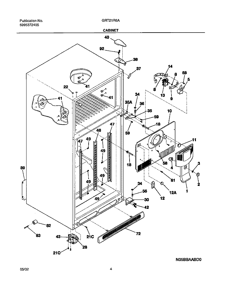 CABINET Diagram and Parts List for GRT21R6AW4  Gibson Refrigerator