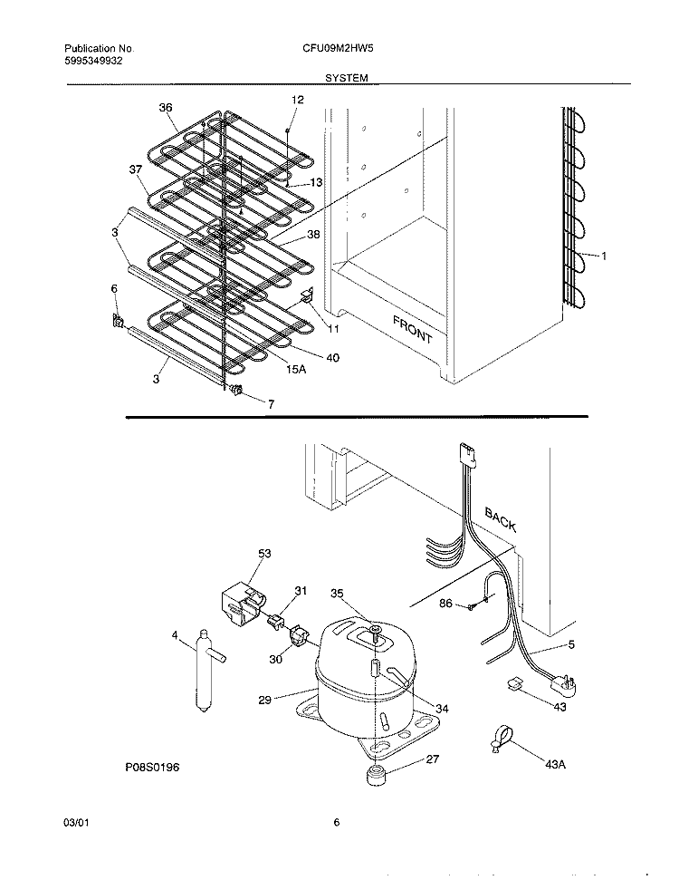 SYSTEM Diagram and Parts List for CFU09M2HW5  Uni Freezer