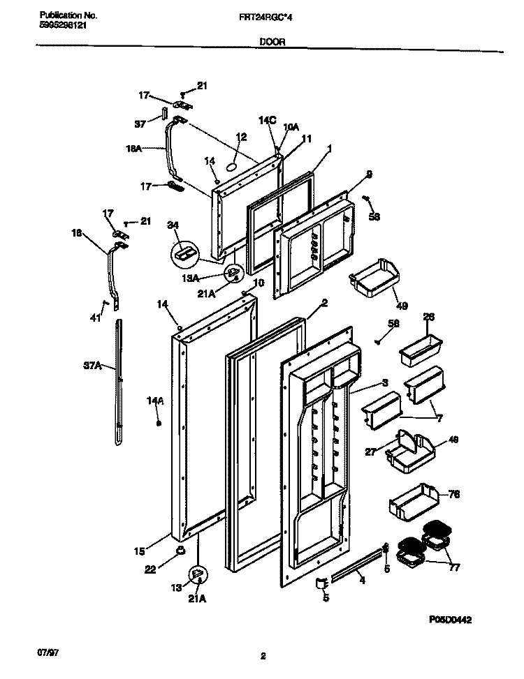 DOOR Diagram and Parts List for FRT24RGCB4  Frigidaire Refrigerator