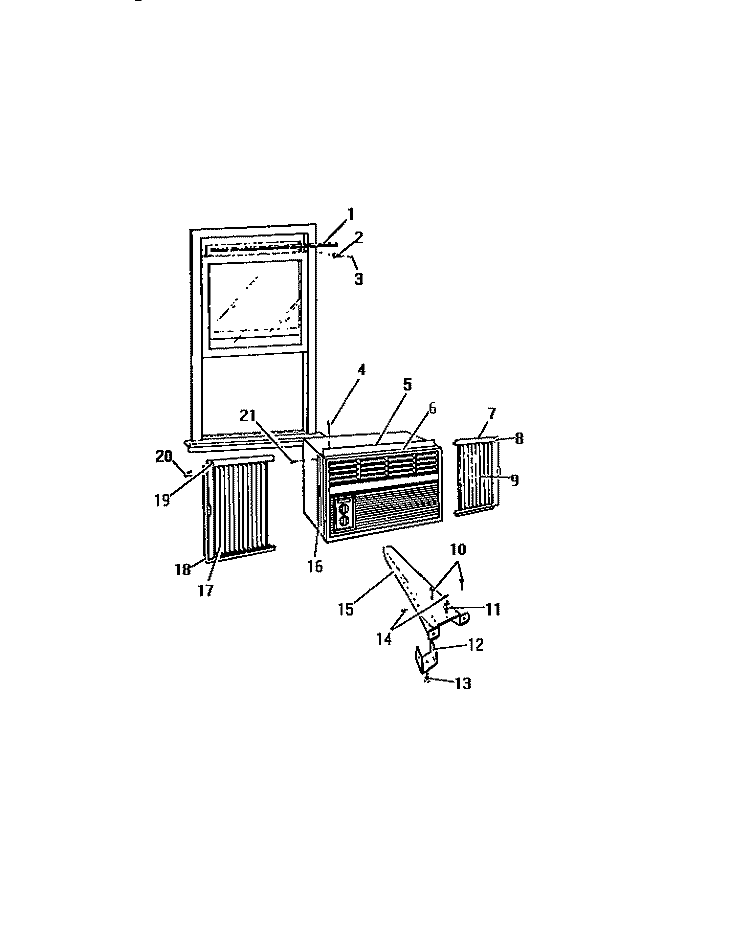 CABINET WINDOW MOUNTING PARTS (`B` Diagram and Parts List for A4LCC2  Frigidaire Air Conditioner