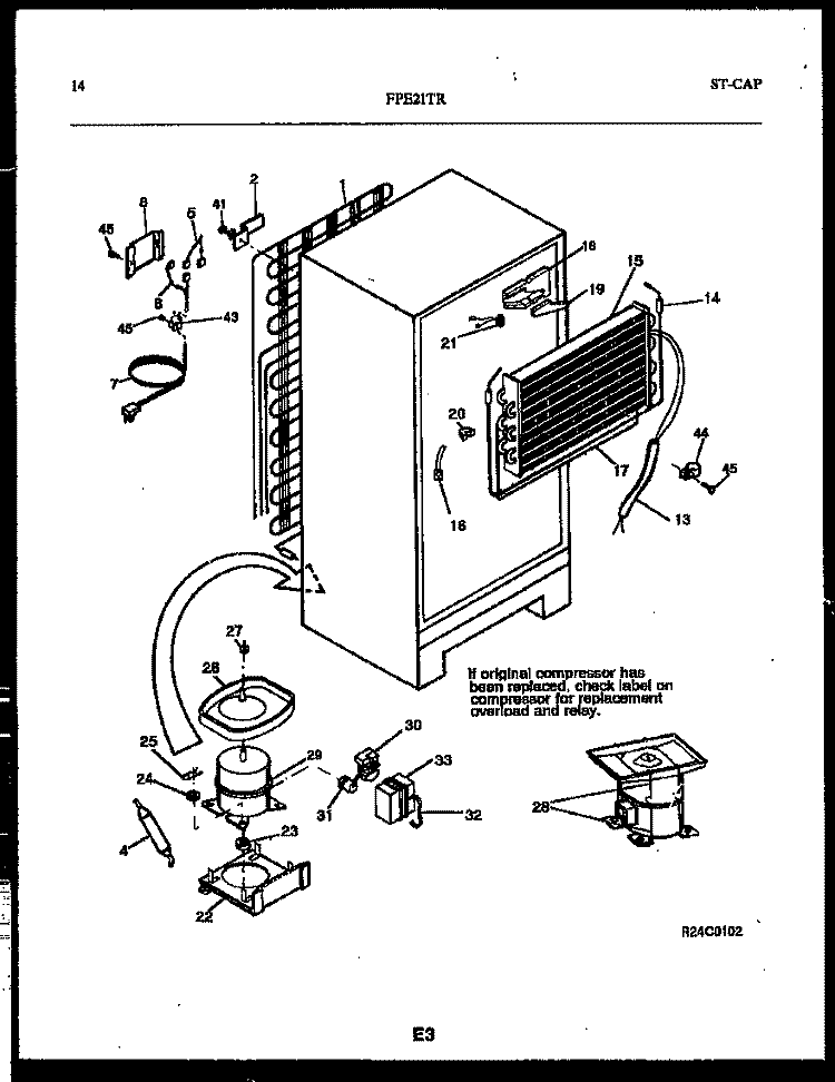 SYSTEM AND AUTOMATIC DEFROST PARTS Diagram and Parts List for FPE21TRW2  Frigidaire Refrigerator