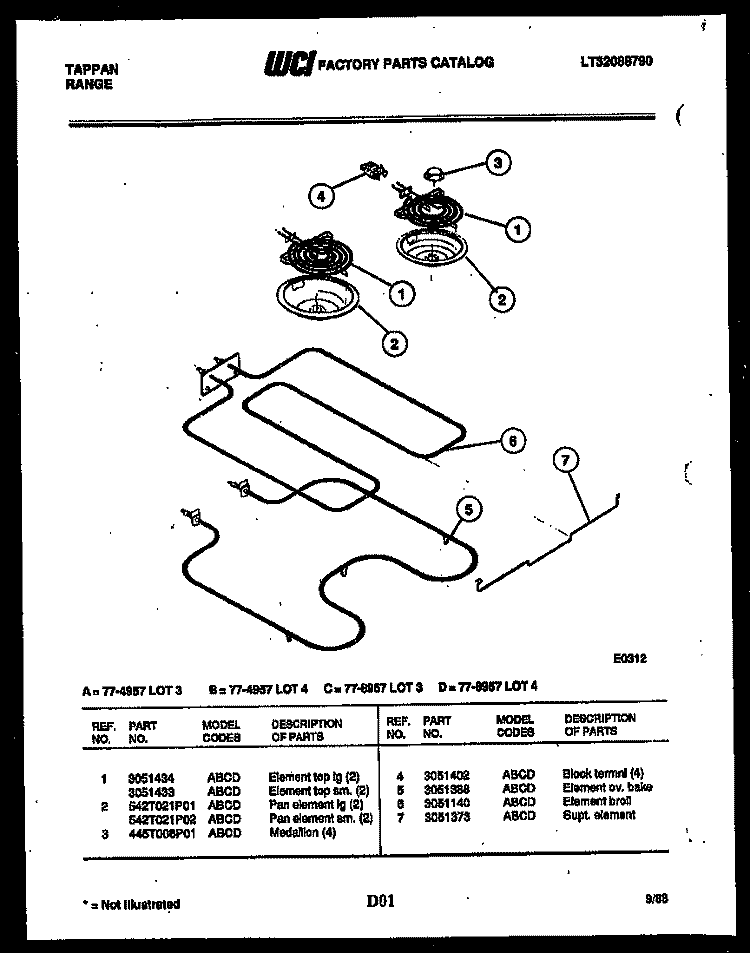 BROILER PARTS Diagram and Parts List for 77-4957-23-03  Tappan Range