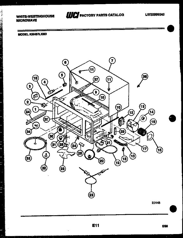 BODY PARTS Diagram and Parts List for KM487LXM0  Frigidaire Microwave