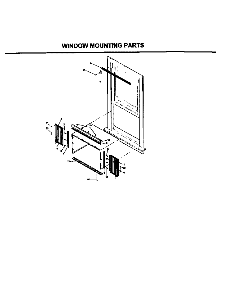 WINDOW MOUNTING PARTS Diagram and Parts List for FAC054J7A1  Frigidaire Air Conditioner