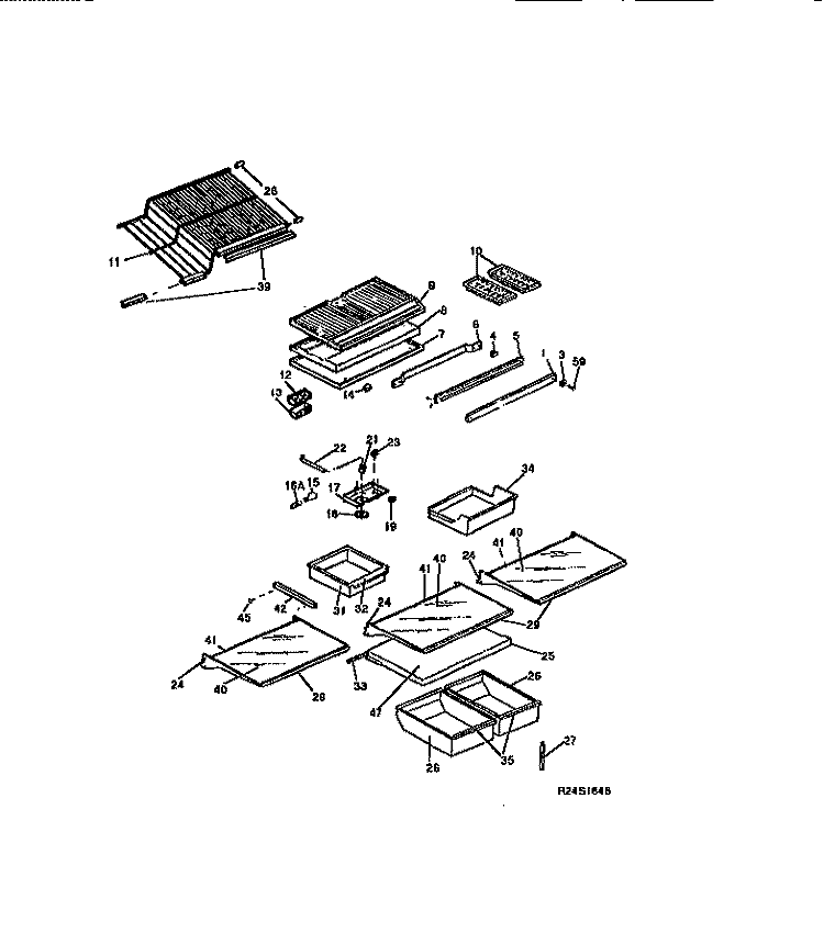 SHELVES Diagram and Parts List for FPZ21TRL0  Frigidaire Refrigerator