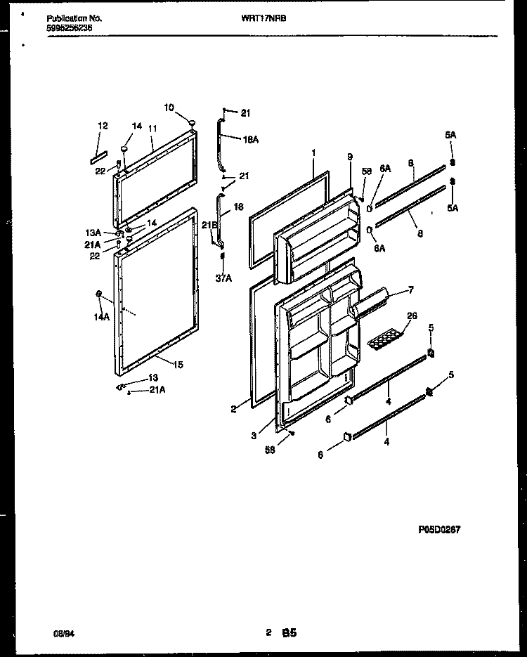 DOOR PARTS Diagram and Parts List for WRT17NRBD0  Frigidaire Refrigerator