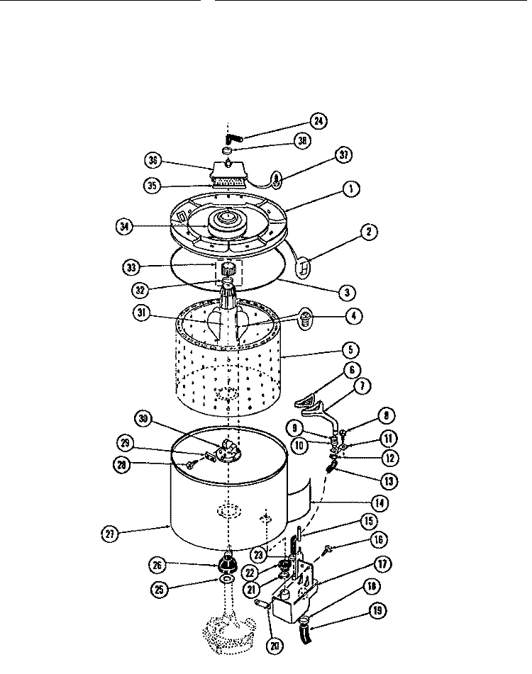 TUB DETAIL Diagram and Parts List for WA28D4WSFA  Gibson Washer