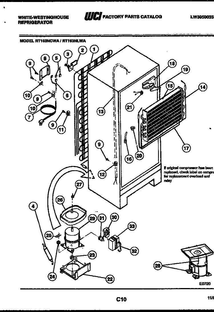 SYSTEM AND AUTOMATIC DEFROST PARTS Diagram and Parts List for RT163NLDA  Frigidaire Refrigerator