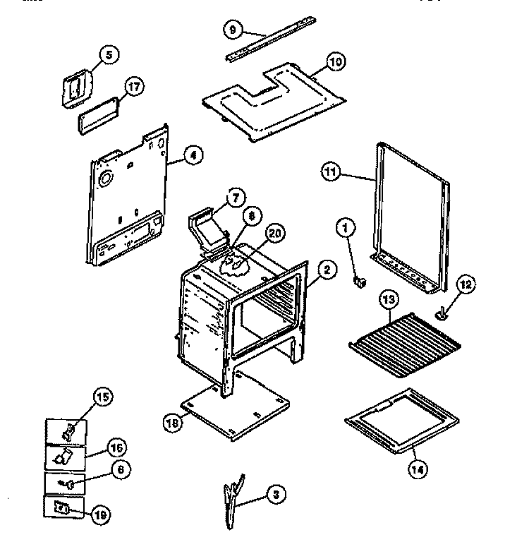 BODY Diagram and Parts List for G32BNL1  Frigidaire Range