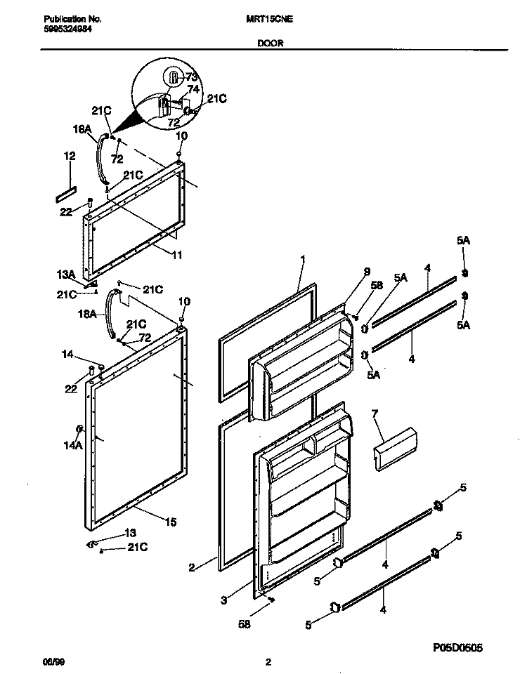 DOORS Diagram and Parts List for MRT15CNEWB  Frigidaire Refrigerator