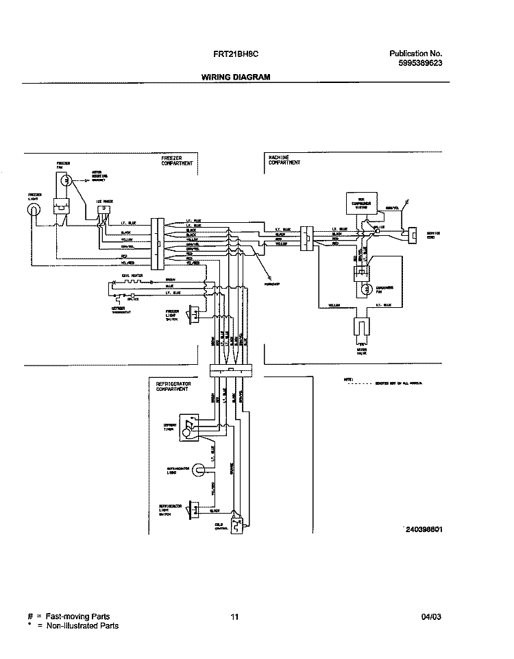 WIRING DIAGRAM Diagram and Parts List for FRT21BH8CQ0  Frigidaire Refrigerator