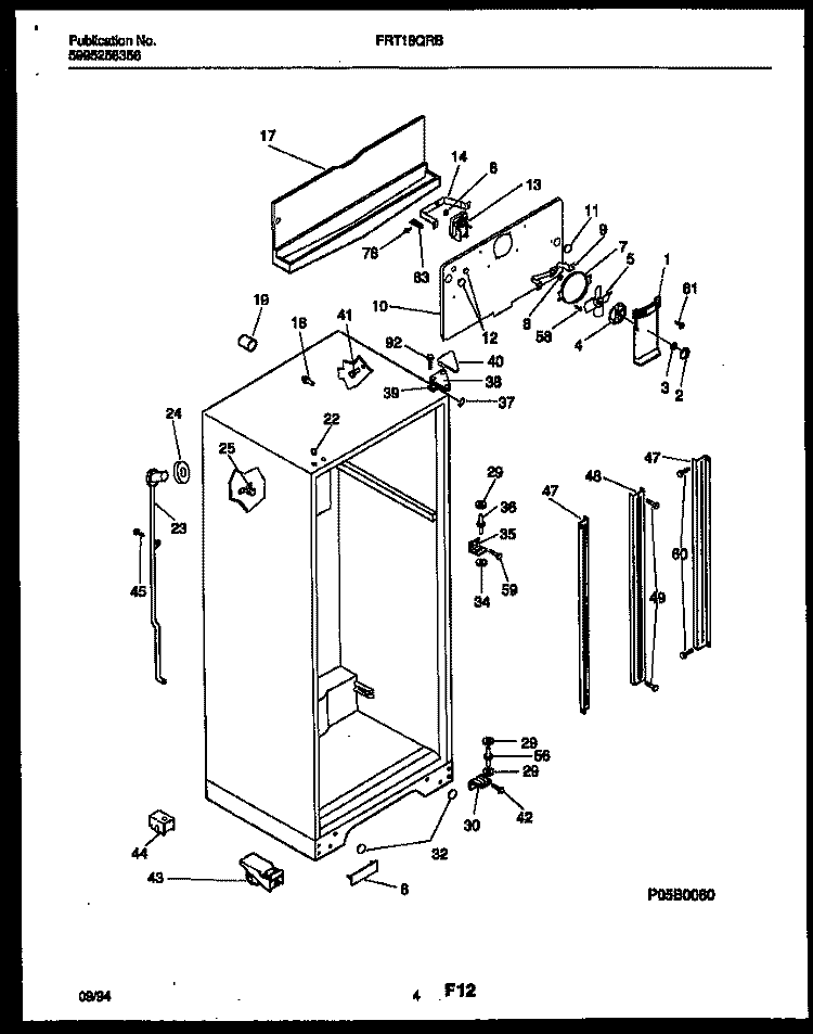 CABINET PARTS Diagram and Parts List for FRT18QRBD1  Frigidaire Refrigerator