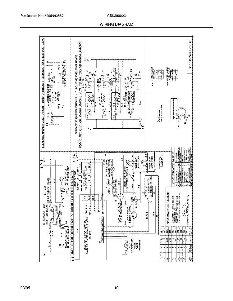 WIRING DIAGRAM Diagram and Parts List for CSK389003  Crosley Range