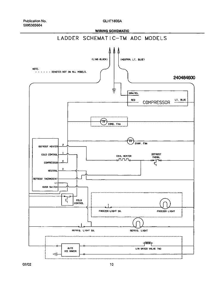 WIRING SCHEMATIC Diagram and Parts List for GLHT180SAQ2  Frigidaire Refrigerator