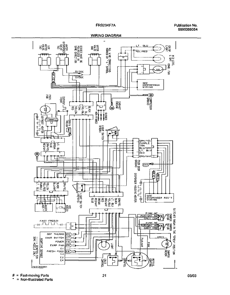 WIRING DIAGRAM Diagram and Parts List for FRS23KF7AB7  Frigidaire Refrigerator