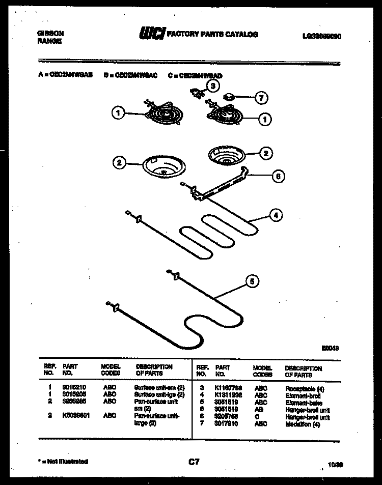 BROILER PARTS Diagram and Parts List for CEC2M4WSAD  Gibson Range
