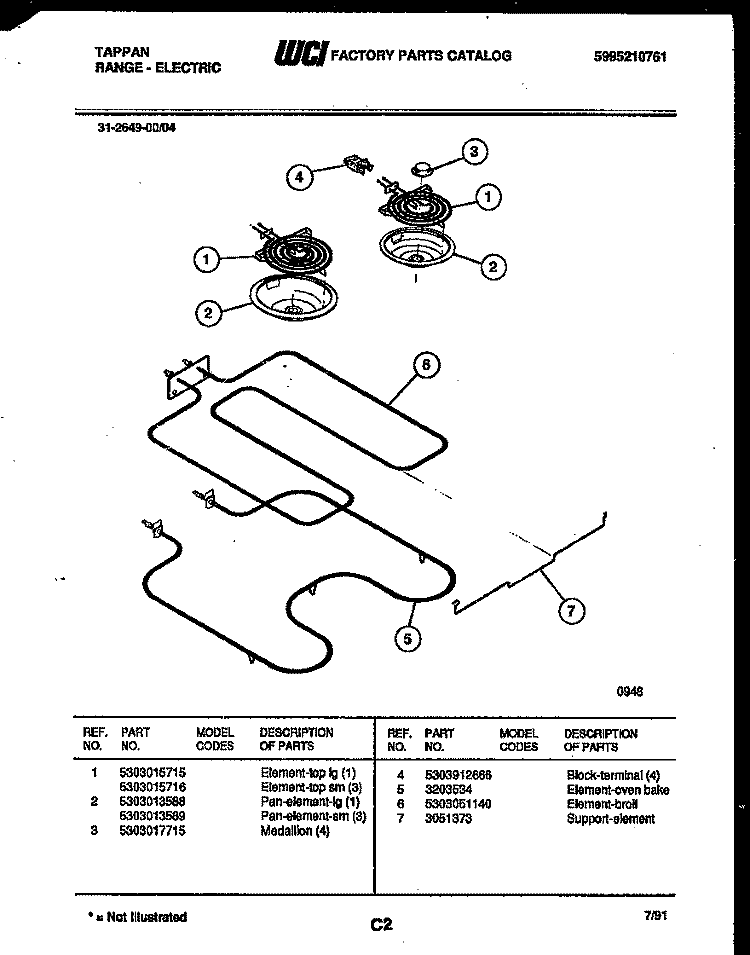 BROILER PARTS Diagram and Parts List for 31-2649-23-04  Tappan Range