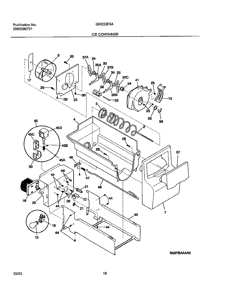 ICE CONTAINER Diagram and Parts List for GRS23F5AW6  Gibson Refrigerator