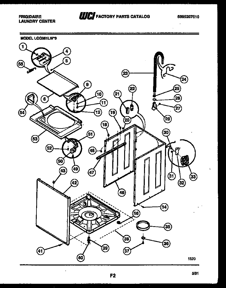 CABINET PARTS Diagram and Parts List for LCG851LL0  Frigidaire Washer Dryer Combo