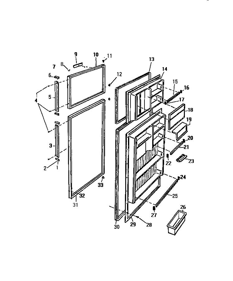 DOORS Diagram and Parts List for RT196GCW3  Frigidaire Refrigerator
