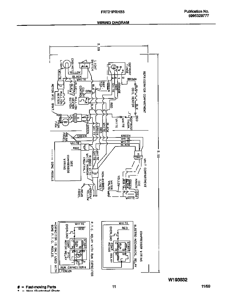 WIRING DIAGRAM Diagram and Parts List for FRT21PRHB3  Frigidaire Refrigerator