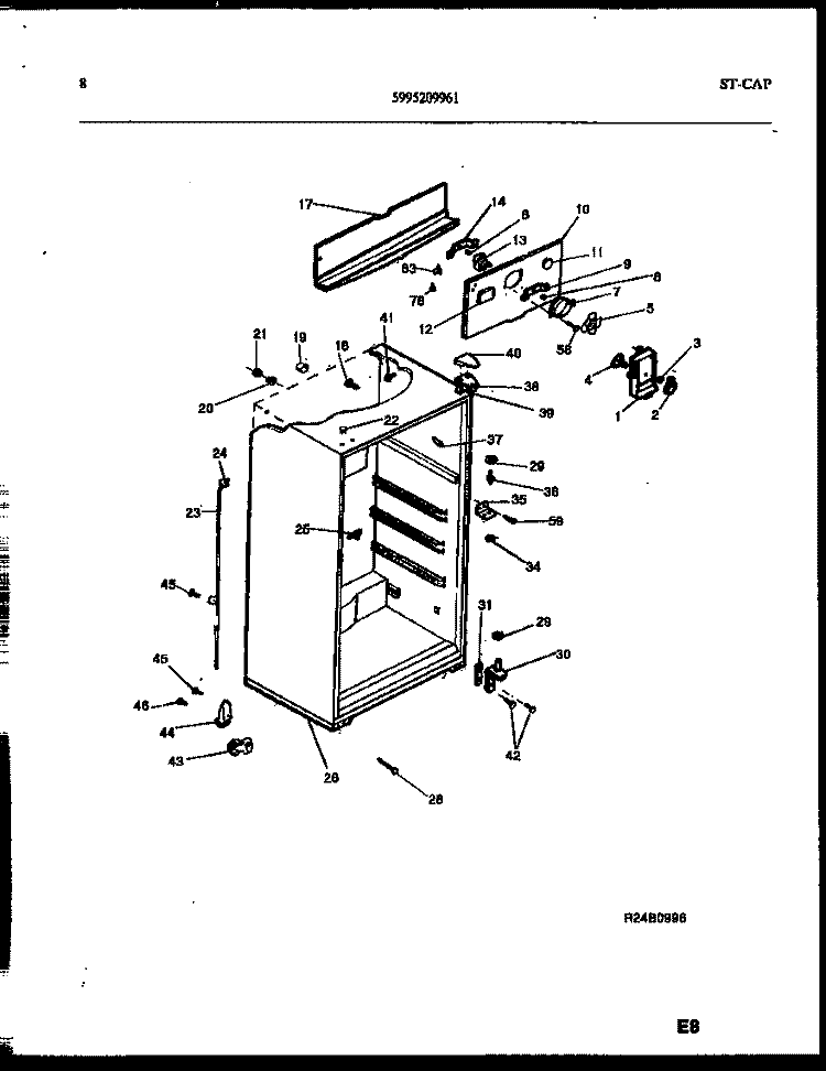 CABINET PARTS Diagram and Parts List for PRT193MCH1  Frigidaire Refrigerator