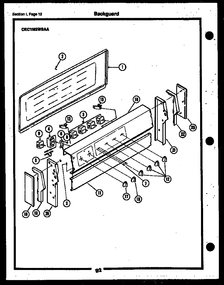 BACKGUARD Diagram and Parts List for CEA1M2WSTA  Gibson Range
