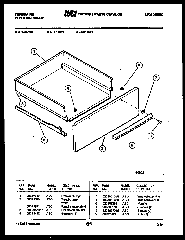 DRAWER PARTS Diagram and Parts List for REM77BDB0  Frigidaire Microwave Oven Combo