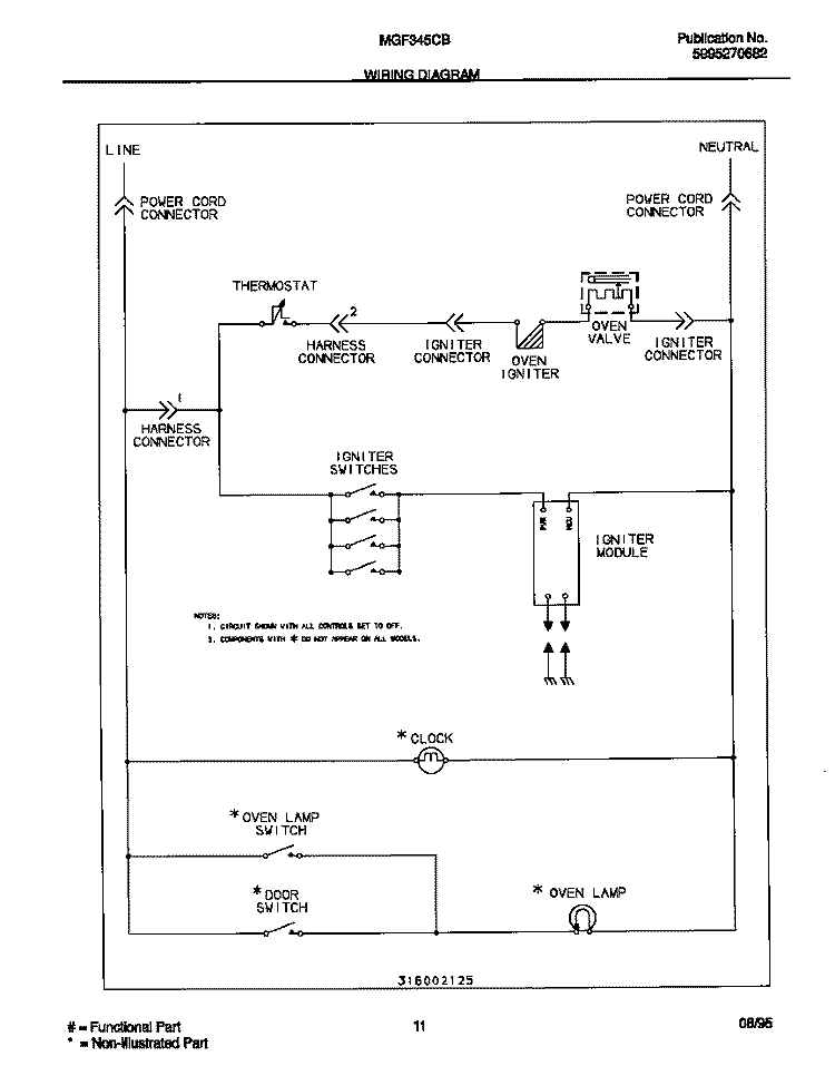 WIRING DIAGRAM Diagram and Parts List for MGF345CBSC  Frigidaire Range