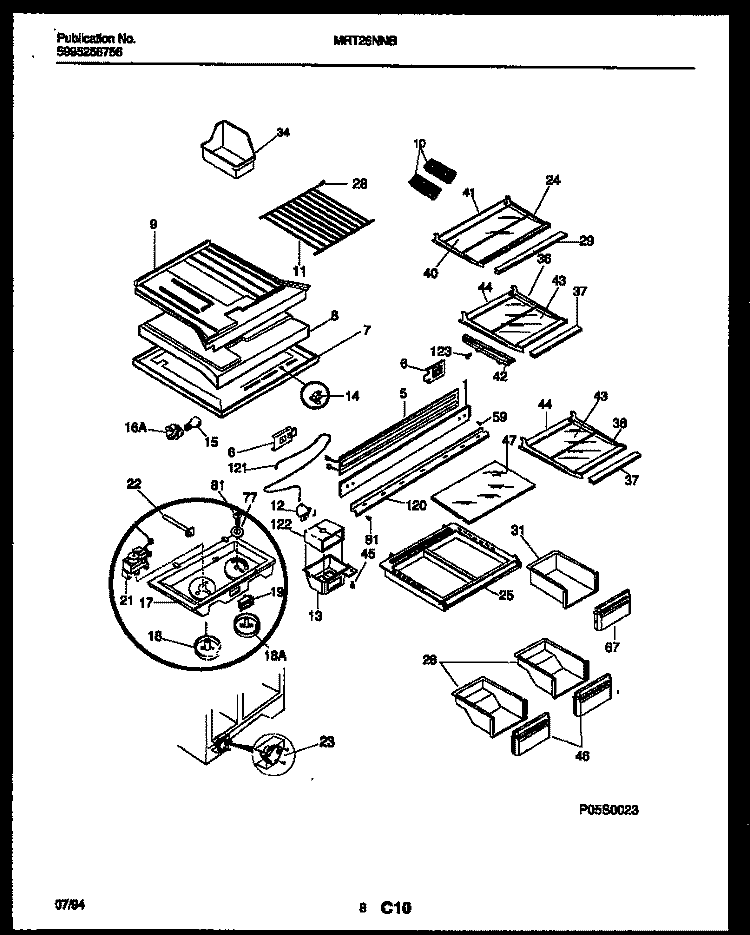 SHELVES AND SUPPORTS Diagram and Parts List for MRT26NNBY0  Uni Refrigerator