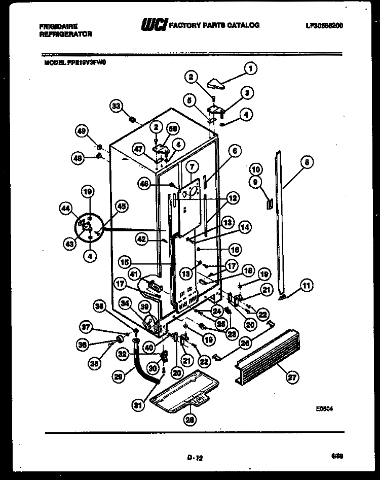 INTERIOR PARTS Diagram and Parts List for UFP19DL4  Frigidaire Freezer