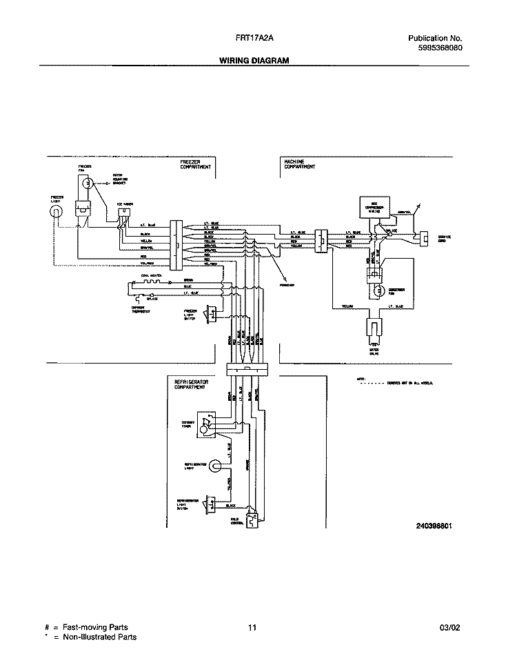 WIRING DIAGRAM Diagram and Parts List for FRT17A2AQ1  Frigidaire Refrigerator