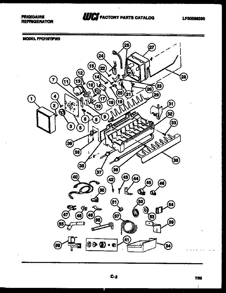 ICE MAKER AND INSTALLATION PARTS Diagram and Parts List for FPCI19TIFW0  Frigidaire Refrigerator