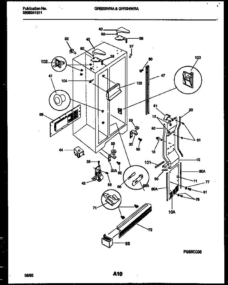 CABINET PARTS Diagram and Parts List for GRS24WRAD0  Gibson Refrigerator
